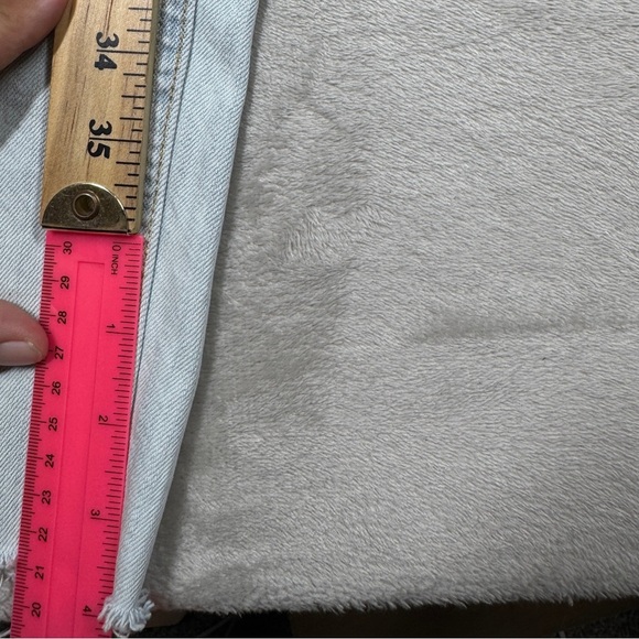 Gap Denim Bleached Wash Light Blue Jean Cropped Raw Hem Cotton Overalls Size XS - Picture 8 of 16